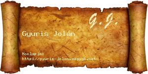 Gyuris Jolán névjegykártya